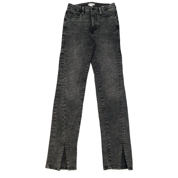 Good American Womens 4 Good Boy Twisted Slit Black Jeans Straight Leg Grunge - Picture 1 of 13